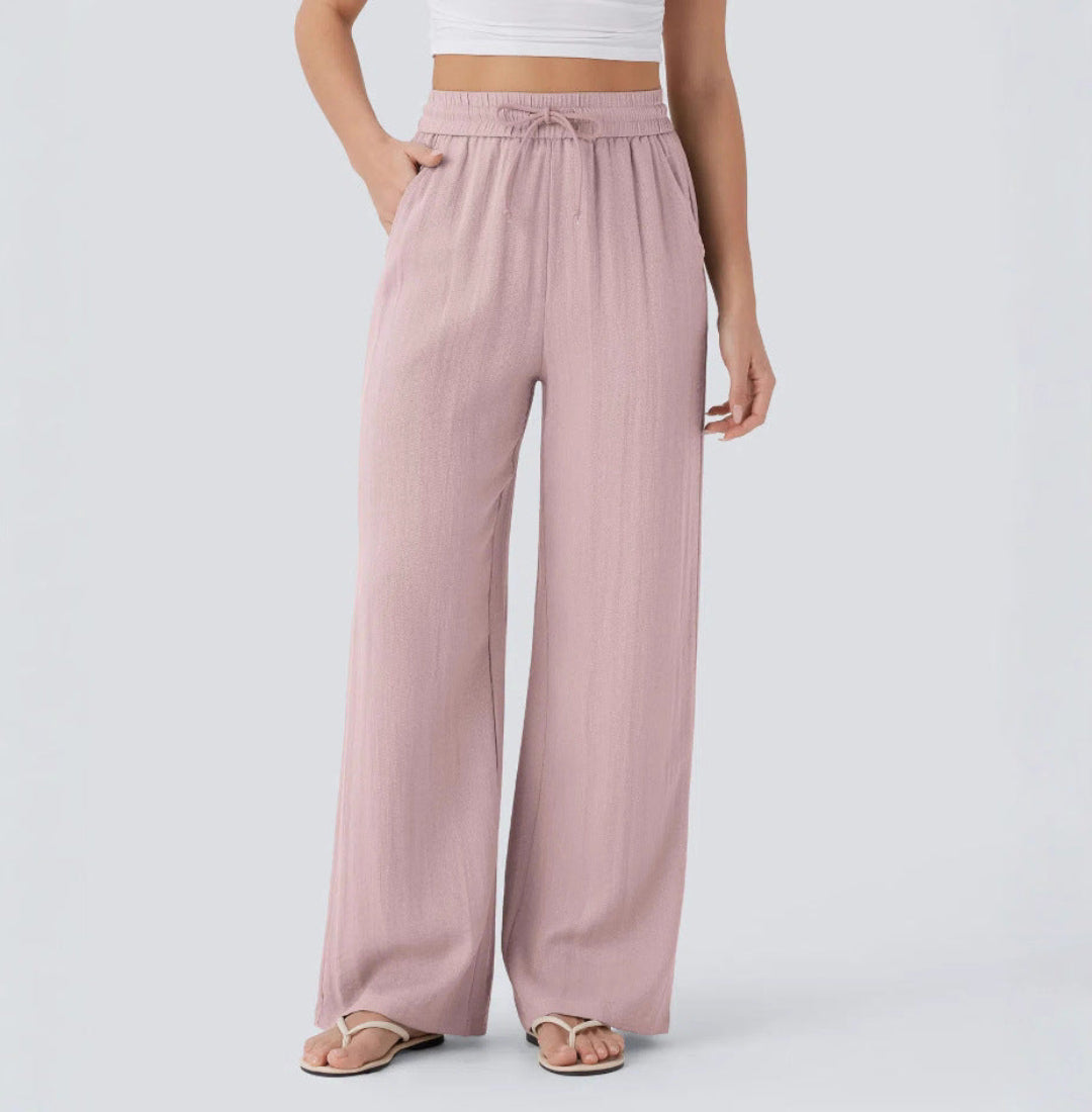 Pantalones anchos y fluidos de cintura alta para mujer