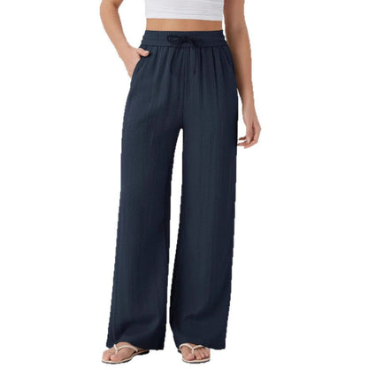 Pantalones anchos y fluidos de cintura alta para mujer
