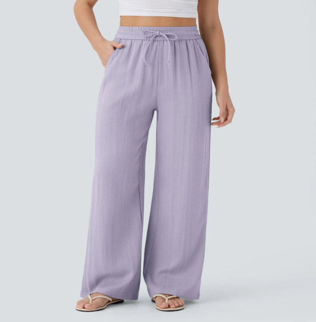 Pantalones anchos y fluidos de cintura alta para mujer