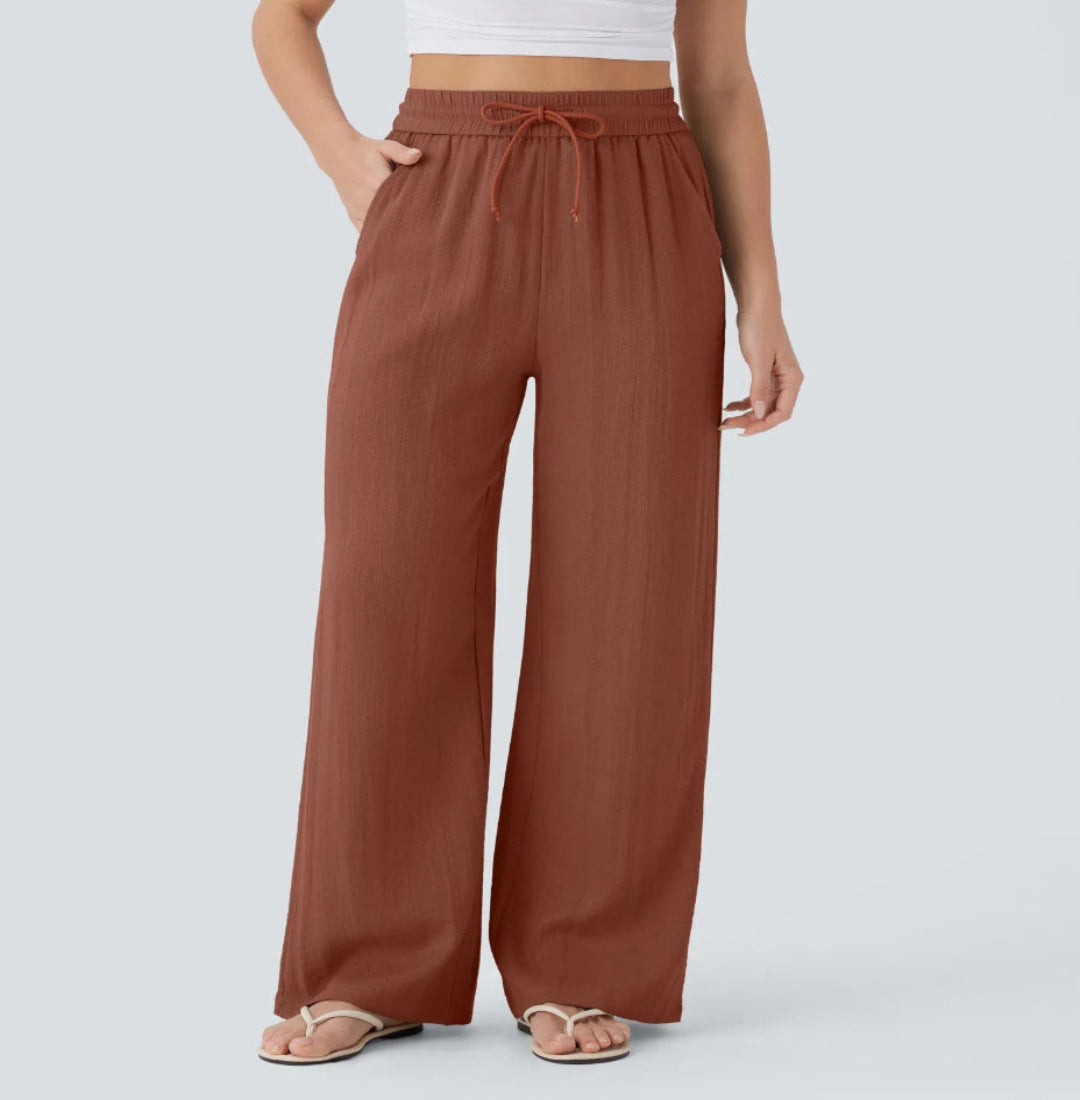 Pantalones anchos y fluidos de cintura alta para mujer