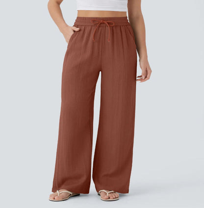 Pantalones anchos y fluidos de cintura alta para mujer