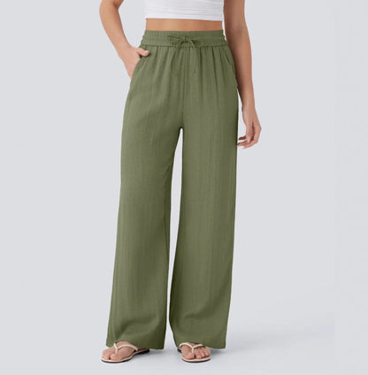Pantalones anchos y fluidos de cintura alta para mujer