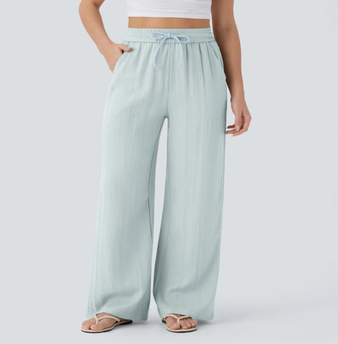 Pantalones anchos y fluidos de cintura alta para mujer