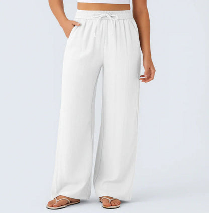 Pantalones anchos y fluidos de cintura alta para mujer