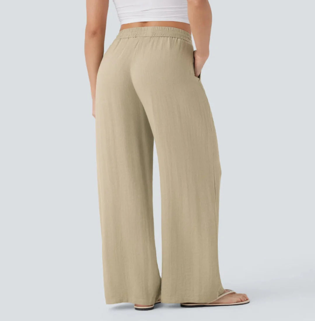 Pantalones anchos y fluidos de cintura alta para mujer