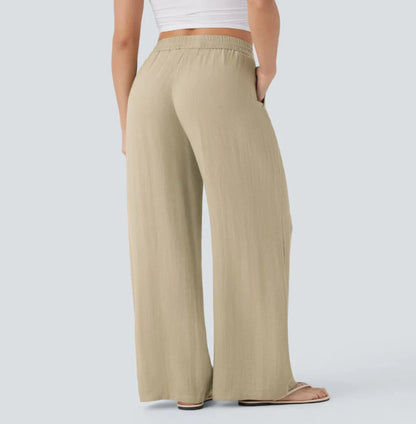 Pantalones anchos y fluidos de cintura alta para mujer