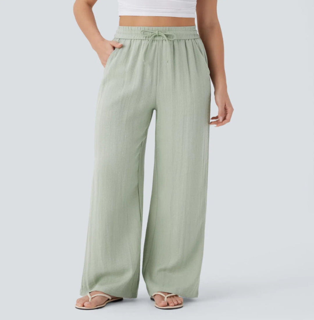 Pantalones anchos y fluidos de cintura alta para mujer