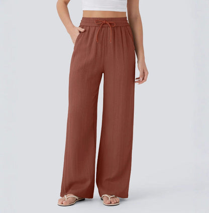 Pantalones anchos y fluidos de cintura alta para mujer