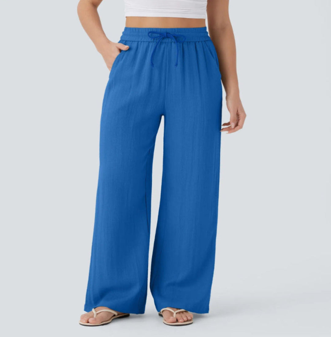 Pantalones anchos y fluidos de cintura alta para mujer