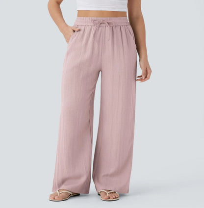 Pantalones anchos y fluidos de cintura alta para mujer